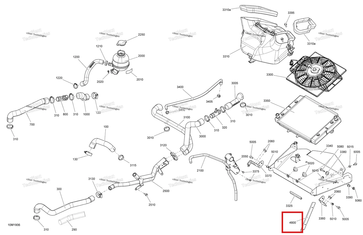 Деталь 509000892 на схеме узла 2019 Ski-Doo TUNDRA 600 ACE Cooling - 600 Ace