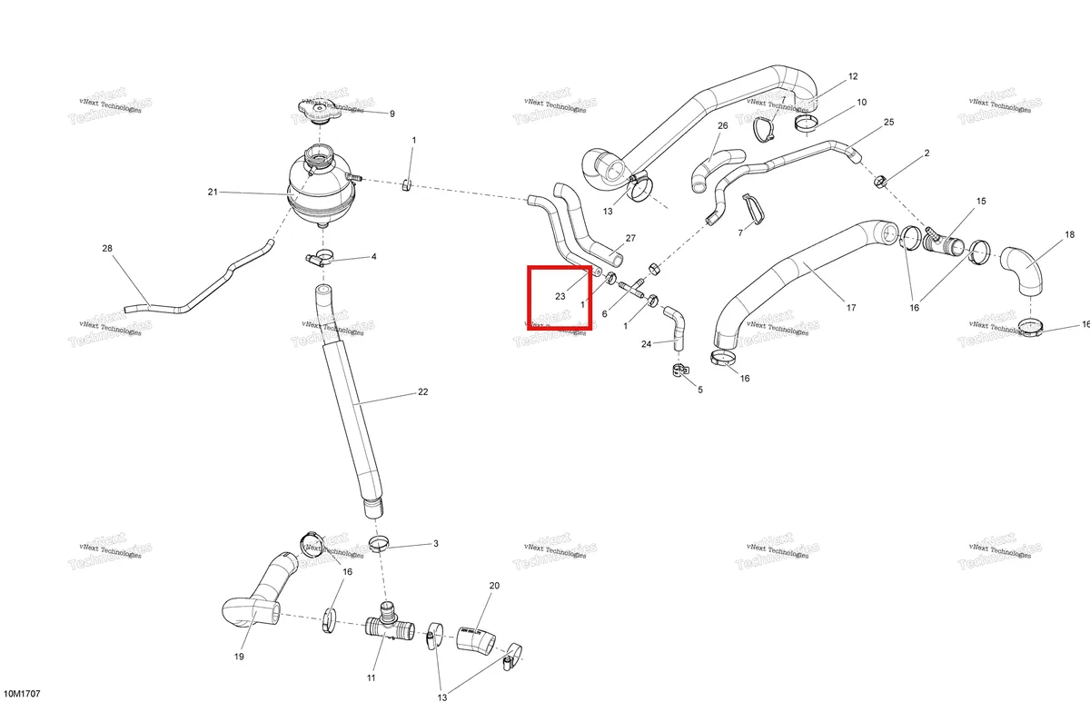 Деталь 509000902 (Шланг) на схеме узла 2017 Ski-Doo MXZ 600 RS Cooling System