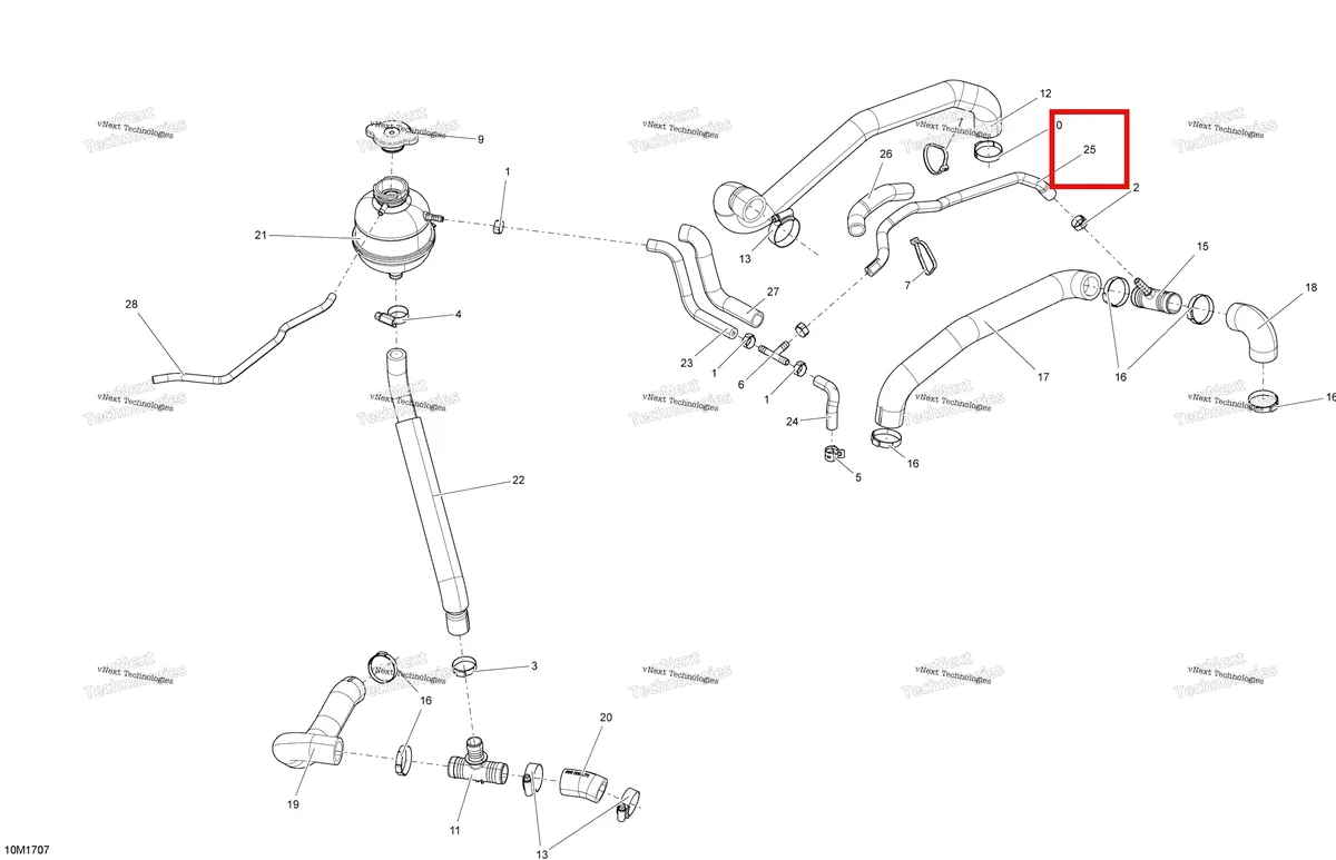 Деталь 509000905 (Шланг) на схеме узла 2017 Ski-Doo MXZ 600 RS Cooling System
