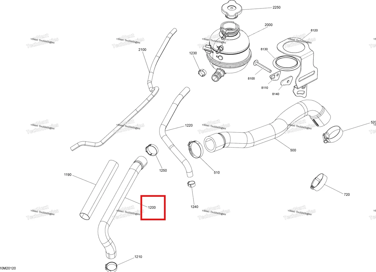 Деталь 509000967 на схеме узла 2020 Ski-Doo MXZ 600RS Cooling - System