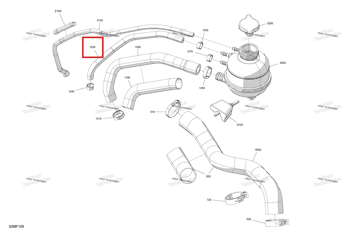 Деталь 509000968 на схеме узла 2026 Ski-Doo TUNDRA - SPORT - 600 EFI - GKTA - Neo Yellow - 15X146X1.6C Track Engine - Cooling