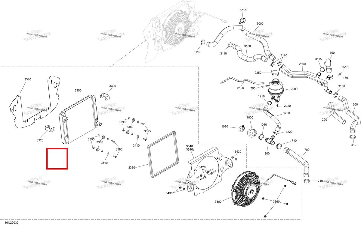 Деталь 509001002 (Деталь Air Deflector) на схеме узла 2020 Ski-Doo EXPEDITION SWT 900 ACE Cooling - System
