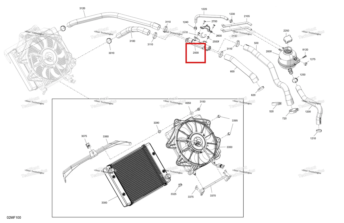 Деталь 509001030 на схеме узла 2026 Ski-Doo SKANDIC - SE - 900 ACE - ANTA - Deep Black - 24X154X1.5CST Track Engine - Cooling