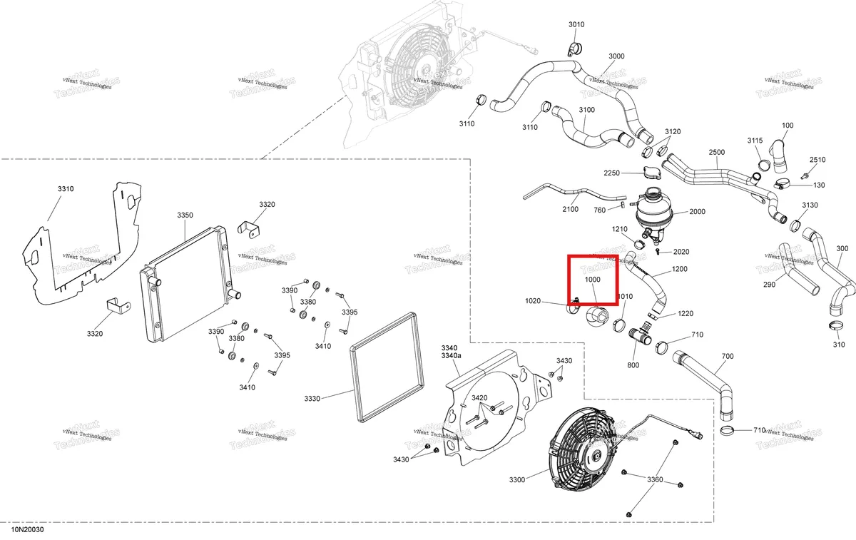 Деталь 509001065 на схеме узла 2020 Ski-Doo SKANDIC WT 900 ACE Cooling - System