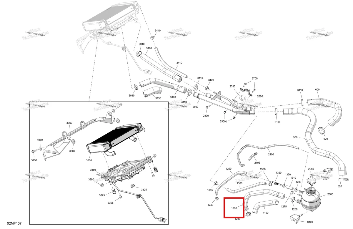 Деталь 509001141 на схеме узла 2026 Ski-Doo TUNDRA - LE - 600 EFI - GDTA - Deep Black - 16X154X1.5CH Track Engine - Cooling