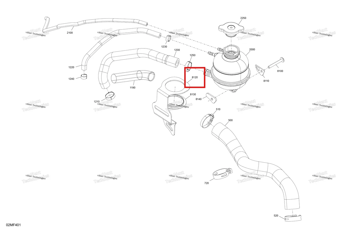 Деталь 509001185 на схеме узла 2026 Ski-Doo MXZ - RACING - 600 RS - BMTA - Neo Yellow - 15X137X1.75R Track Engine - Cooling