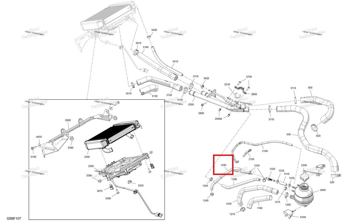 Деталь 509001192 на схеме узла 2026 Ski-Doo TUNDRA - LE - 600 EFI - GDTA - Deep Black - 16X154X1.5CH Track Engine - Cooling