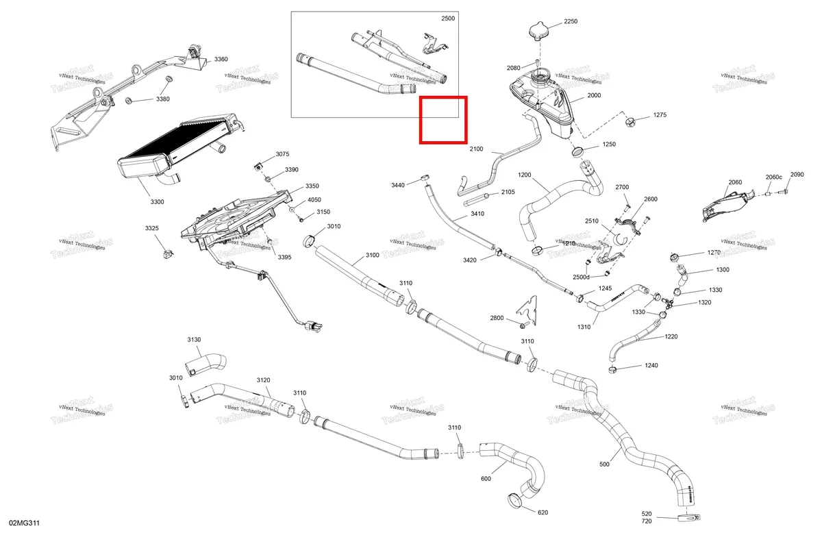 Деталь 509001242 на схеме узла 2027 Ski-Doo SKANDIC - LE - 600 EFI - ATVA - Deep Black - 20X154X1.5CSS Track Engine - Cooling
