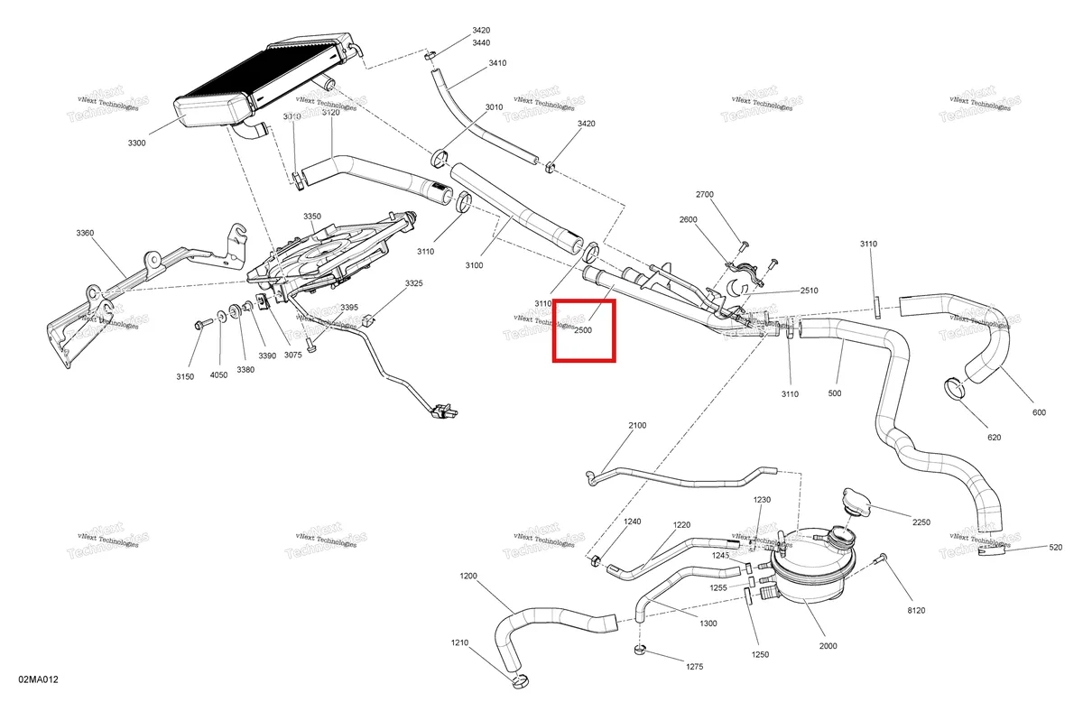 Схема применяемости: Трубка Ski-Doo 509001254