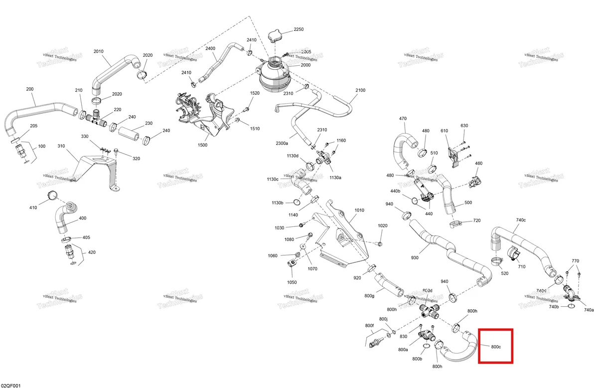 Деталь 509001374 на схеме узла 2026 Ski-Doo GRAND TOURING - SPORT - ESTA - Bright White - 14X120X0.75LFF Track Engine - Cooling
