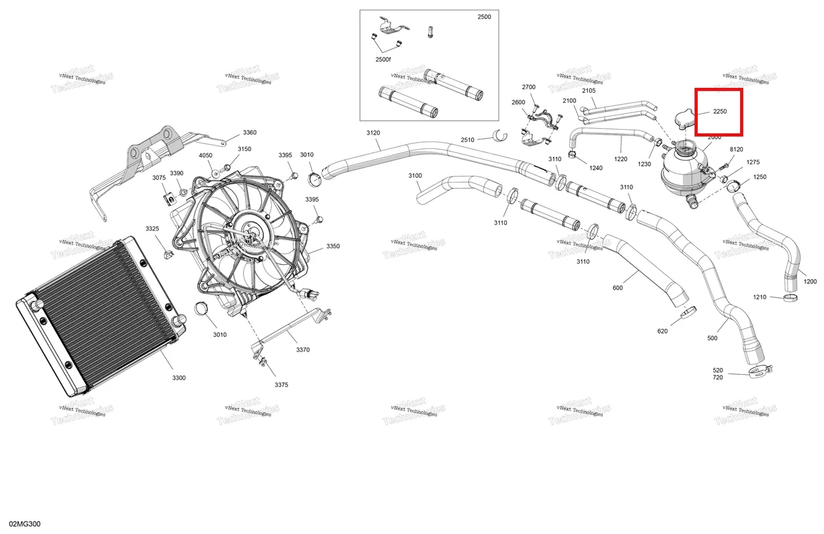 Деталь 509001484 на схеме узла 2027 Ski-Doo EXPEDITION - SPORT - 600 ACE - KCVA - Neo Yellow - 16X154X1.5CH Track Engine - Cooling