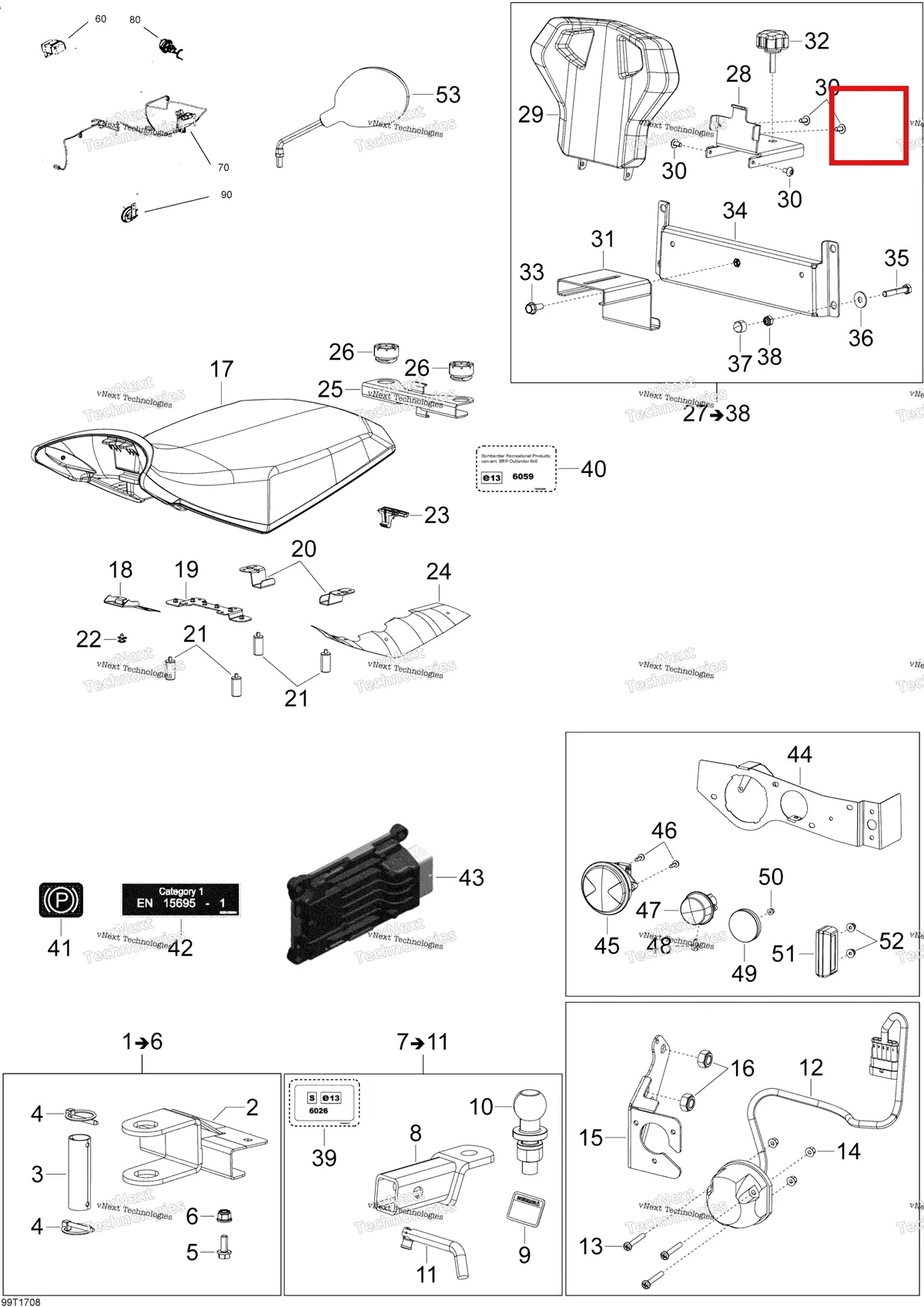 Деталь 510003533 (Деталь Male Handle M8x35) на схеме узла 2018 Can-Am OUTLANDER 6X6 - 650 EFI T3 Parts