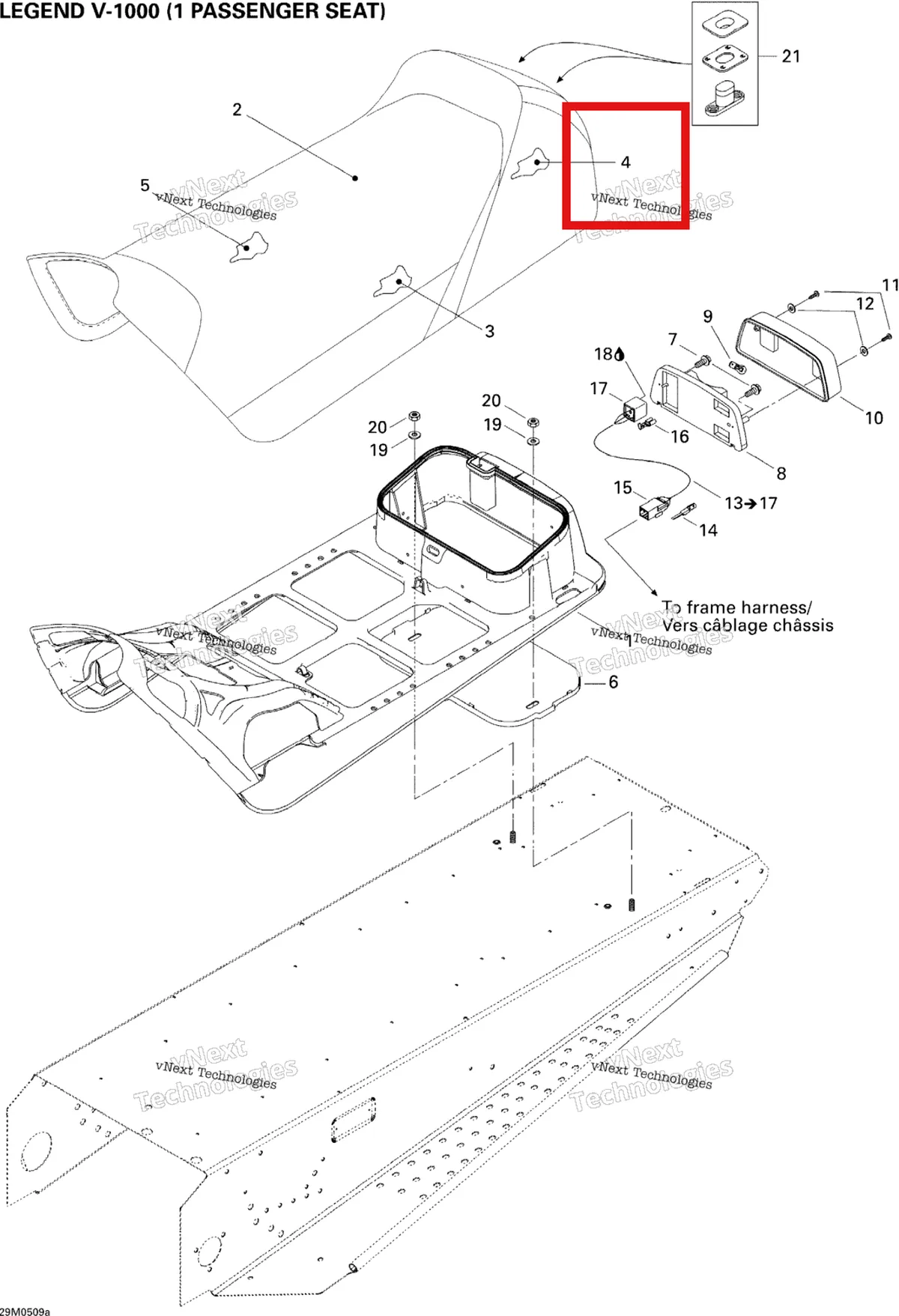 Деталь 510003945 на схеме узла 2005 Ski-Doo Legend V-1000 Seat