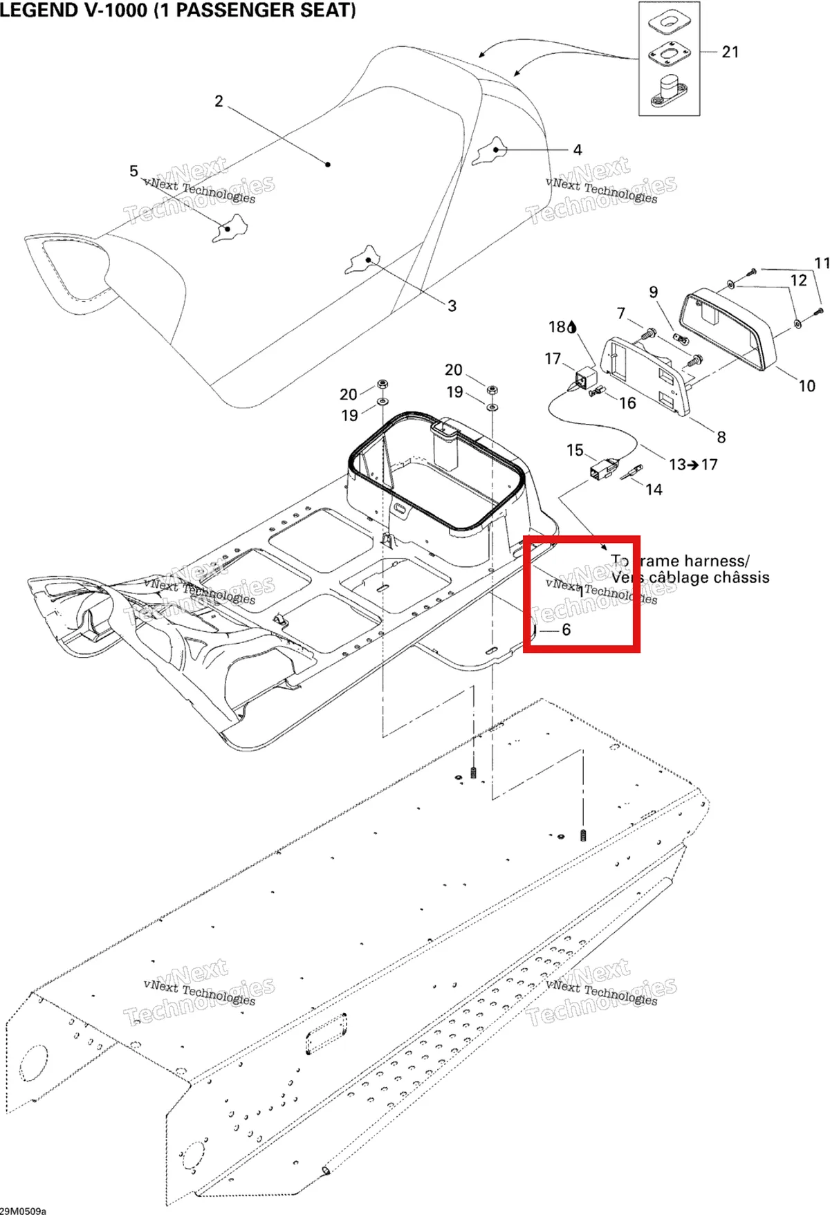Деталь 510003983 на схеме узла 2005 Ski-Doo Legend V-1000 Seat