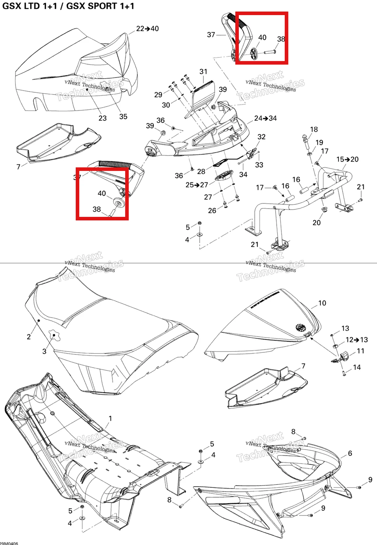 Деталь 510004109 на схеме узла 2004 Ski-Doo GSX 500SS Seat