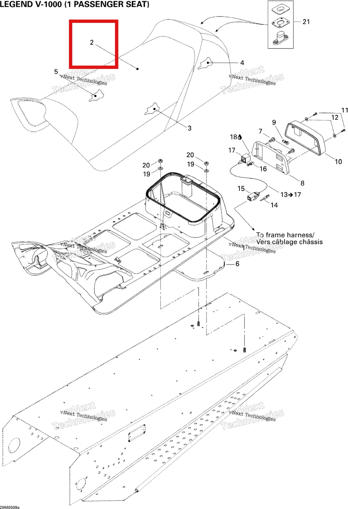 Деталь 510004151 на схеме узла 2005 Ski-Doo Legend V-1000 Seat