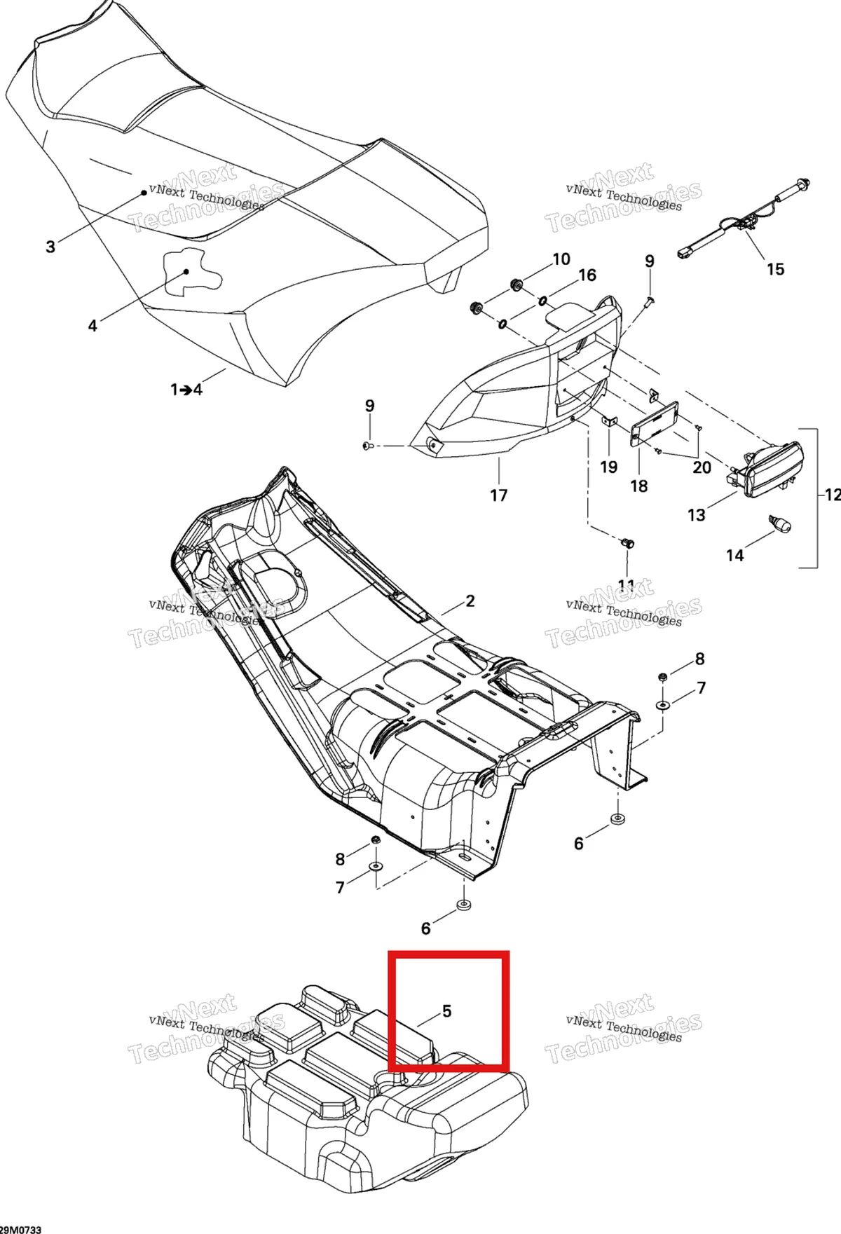 Деталь 510004161 на схеме узла 2007 Ski-Doo MX Z 440X Racing Seat