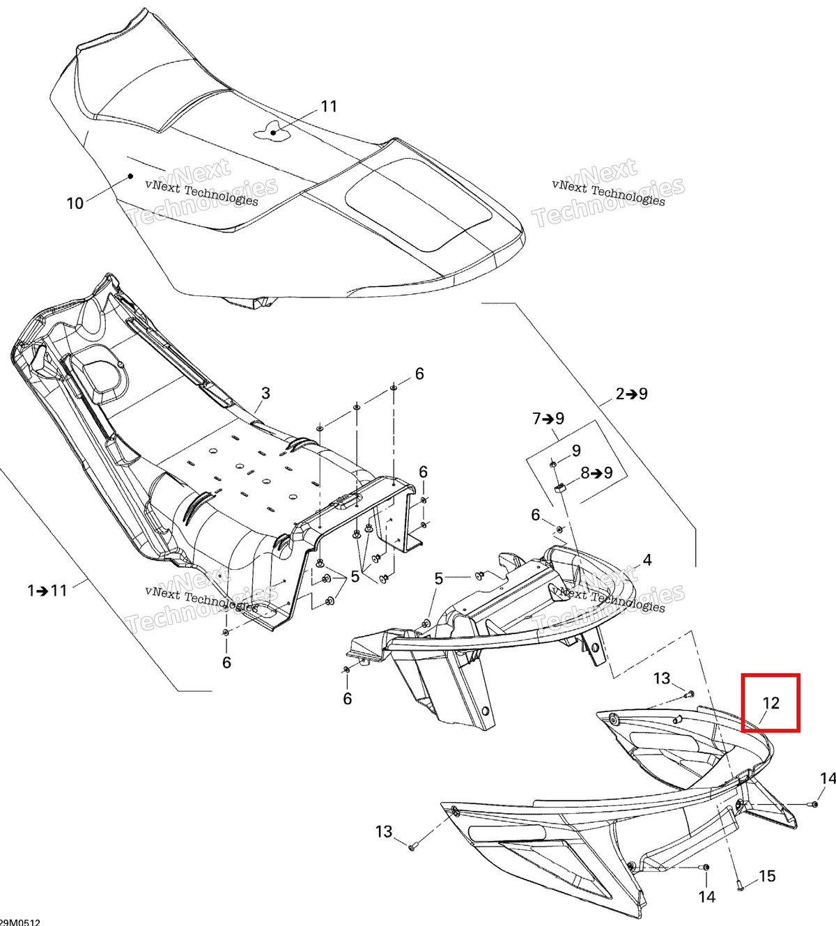 Деталь 510004213 на схеме узла 2005 Ski-Doo Summit 600 HO Seat