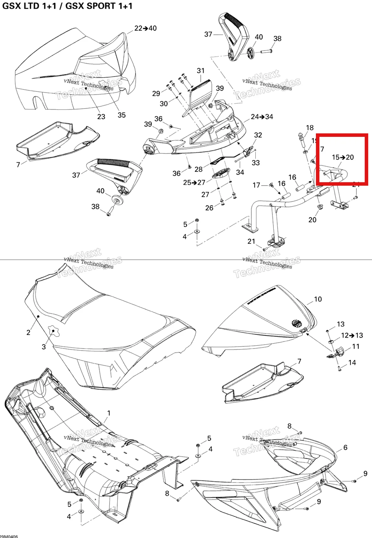 Деталь 510004220 на схеме узла 2004 Ski-Doo GSX 500SS Seat