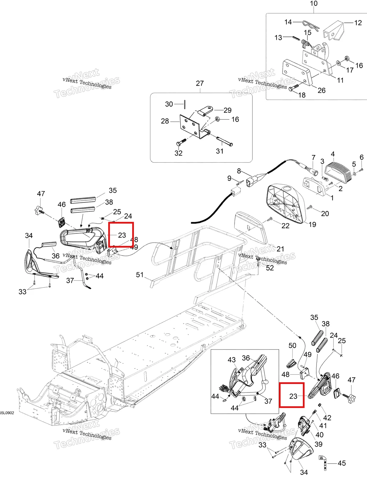 Схема применяемости: Правый ручка Ski-Doo Expedition TUV V800 4-TEC (2009) (510004367)