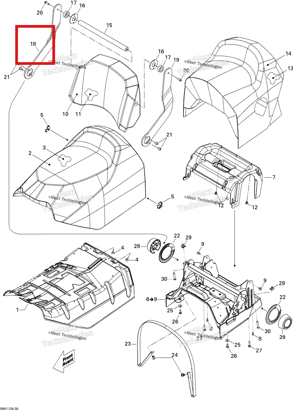Деталь 510004373 (Деталь Rh Arm, Black) на схеме узла 2011 Ski-Doo Expedition Sport 600ACE Seat