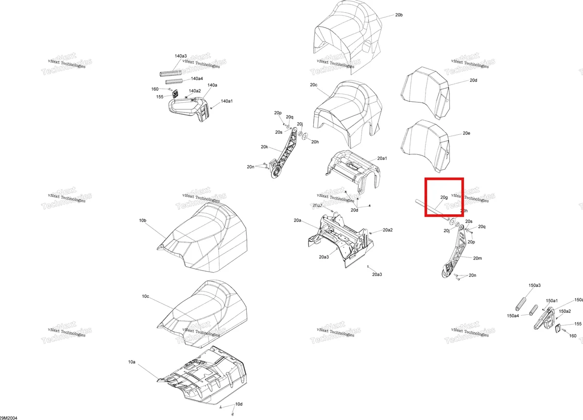 Деталь 510004377 (Деталь Upper Backrest Axle. Only Available As Kit P/n 605155187) на схеме узла 2020 Ski-Doo EXPEDITION SPORT 550F Seat