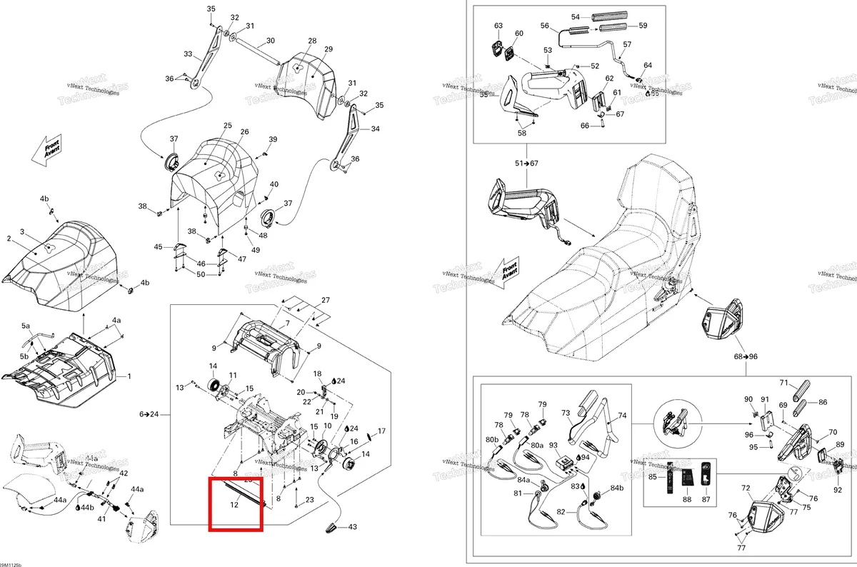 Деталь 510004394 (Деталь Link Tube) на схеме узла 2011 Ski-Doo Grand Touring LE & SE 1200 XR Seat Se