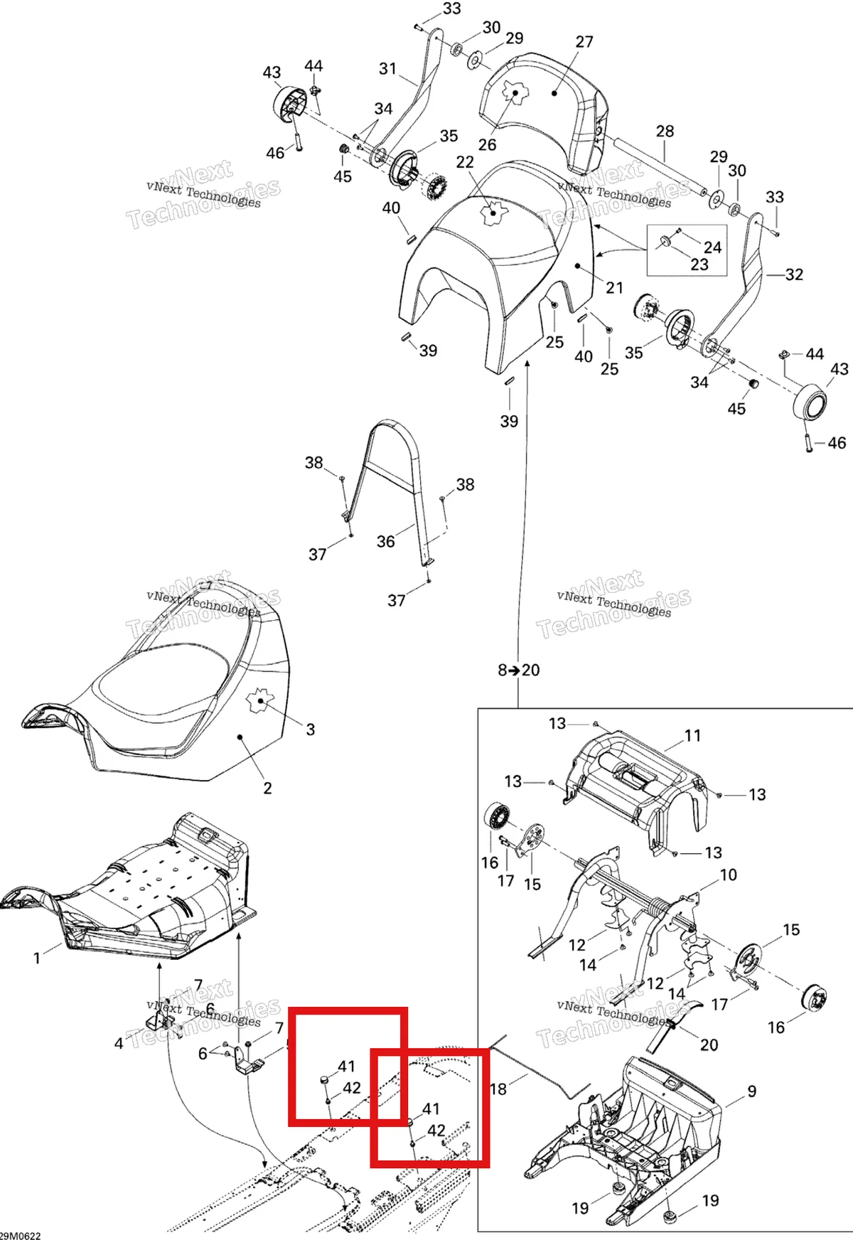 Деталь 510004417 (Деталь Seat Stud) на схеме узла 2006 Ski-Doo Expedition 550F Seat