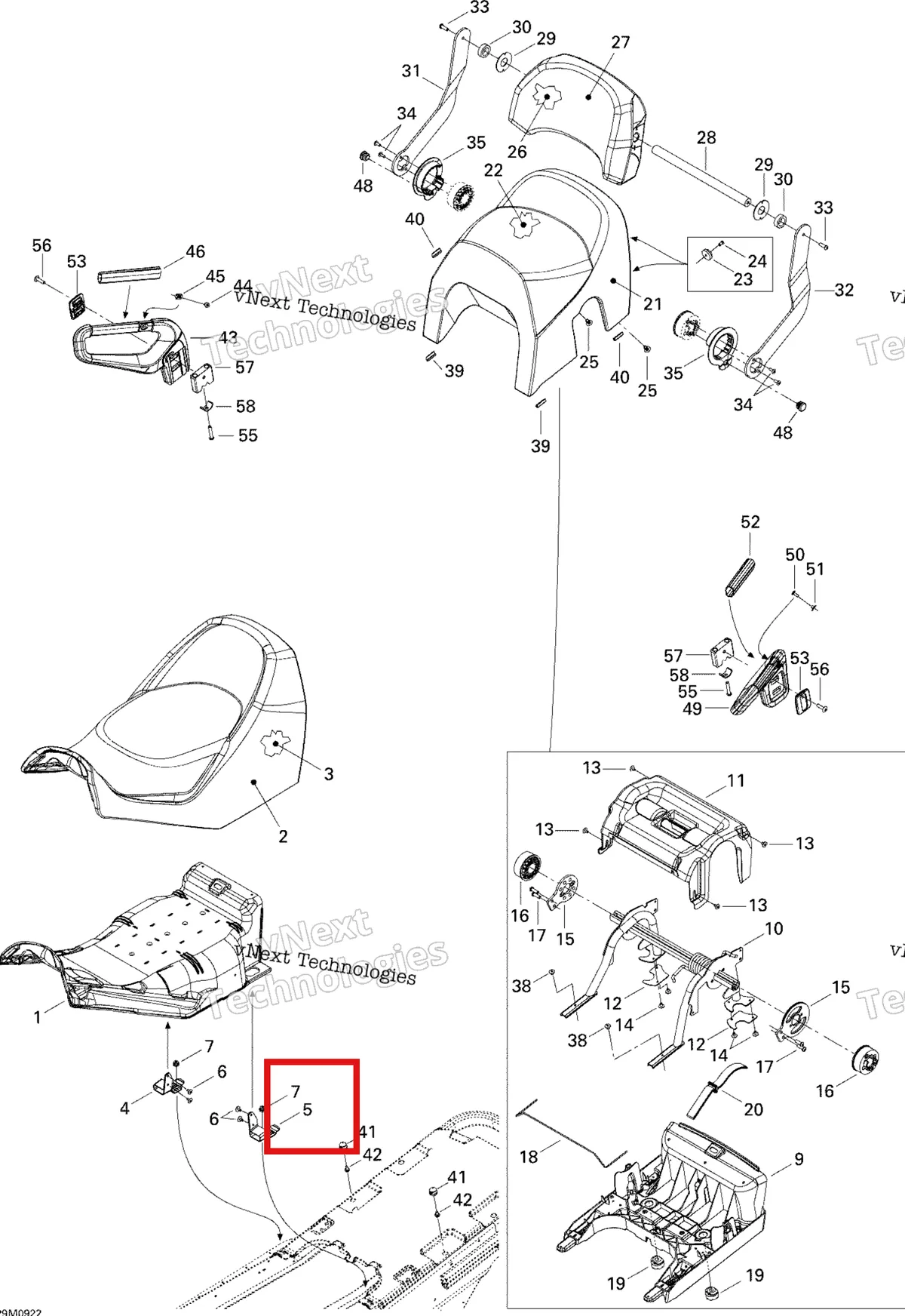 Деталь 510004464 на схеме узла 2009 Ski-Doo GTX Fan Seat