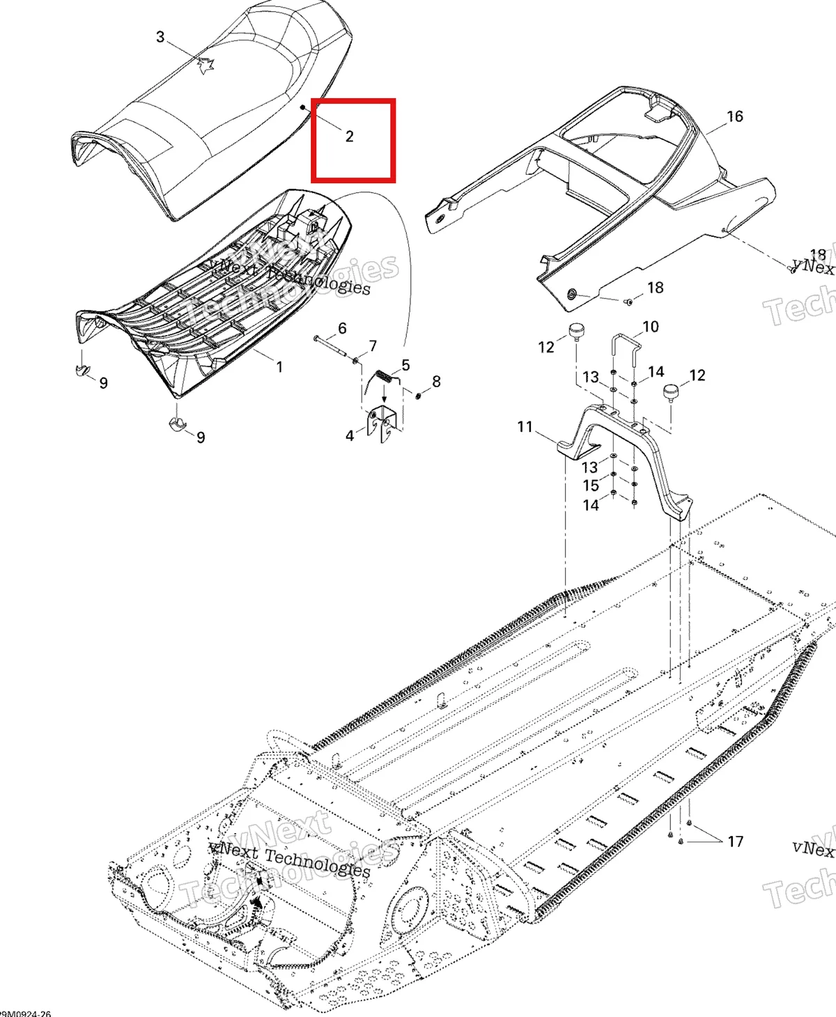 Деталь 510004488 на схеме узла 2009 Ski-Doo Skandic Tundra Seat