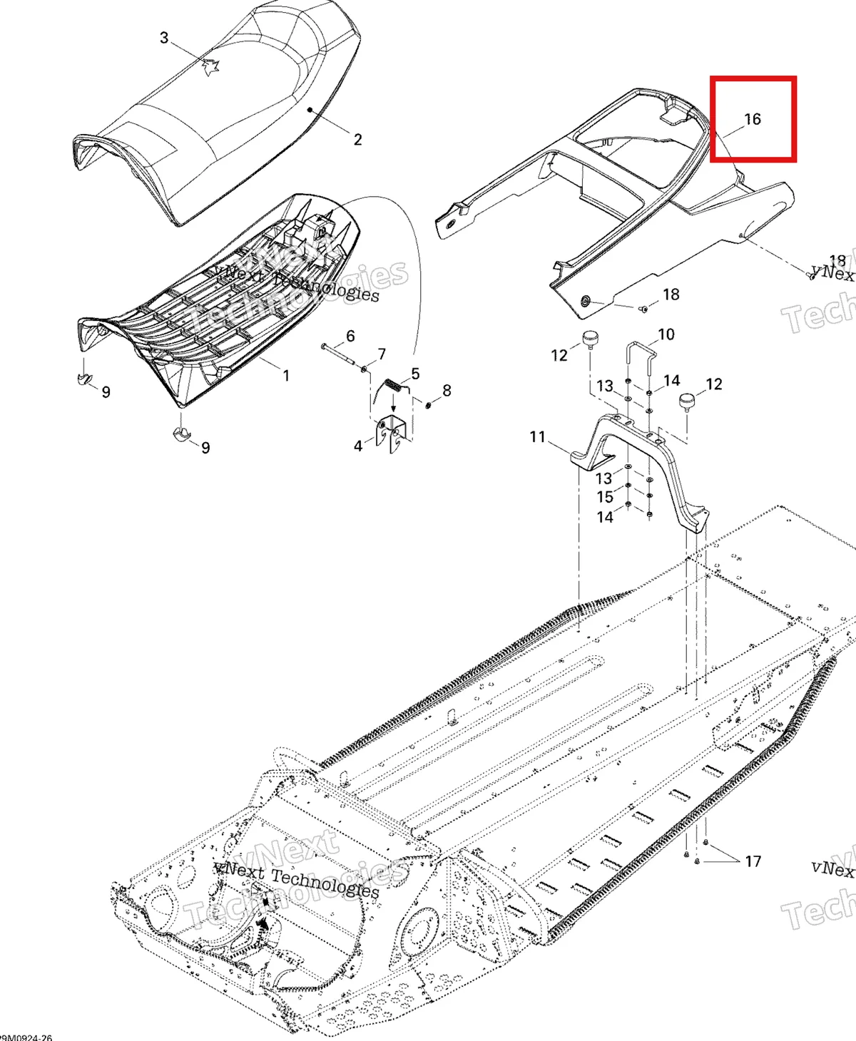 Деталь 510004490 на схеме узла 2009 Ski-Doo Skandic Tundra Seat