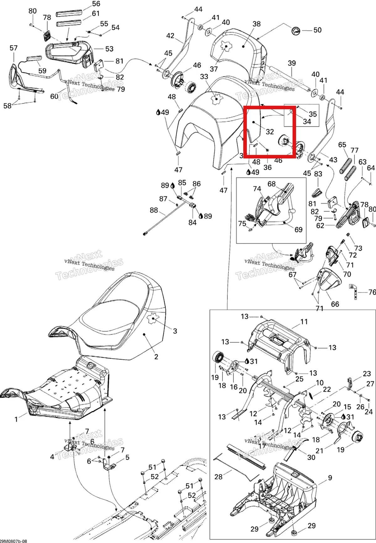Деталь 510004555 на схеме узла 2008 Ski-Doo GTX SPORT 600 HO SDI Seat Sport