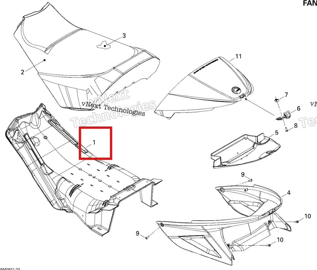 Деталь 510004575 на схеме узла 2009 Ski-Doo GSX Fan Seat