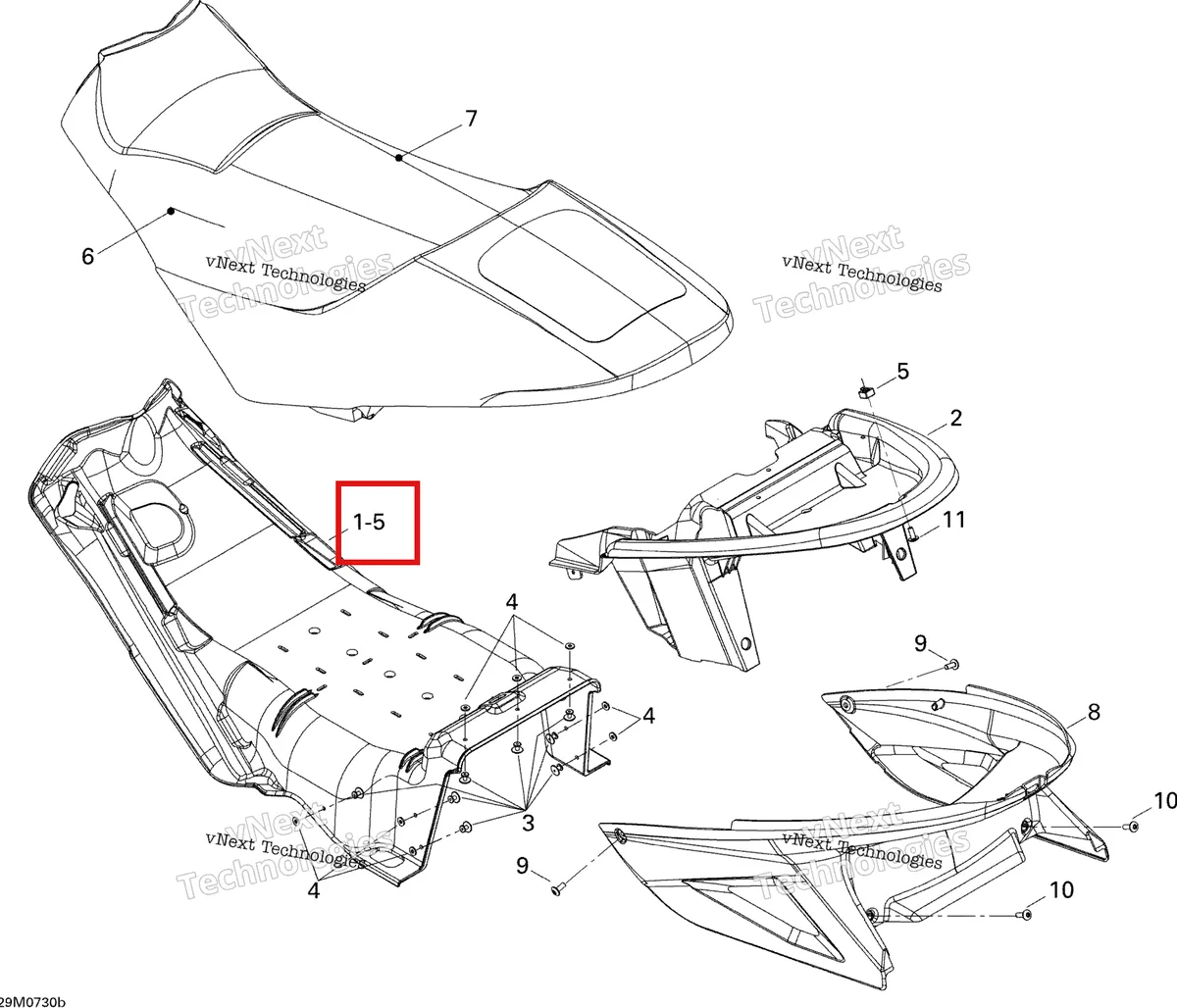 Деталь 510004582 на схеме узла 2007 Ski-Doo MACH Z X Seat X