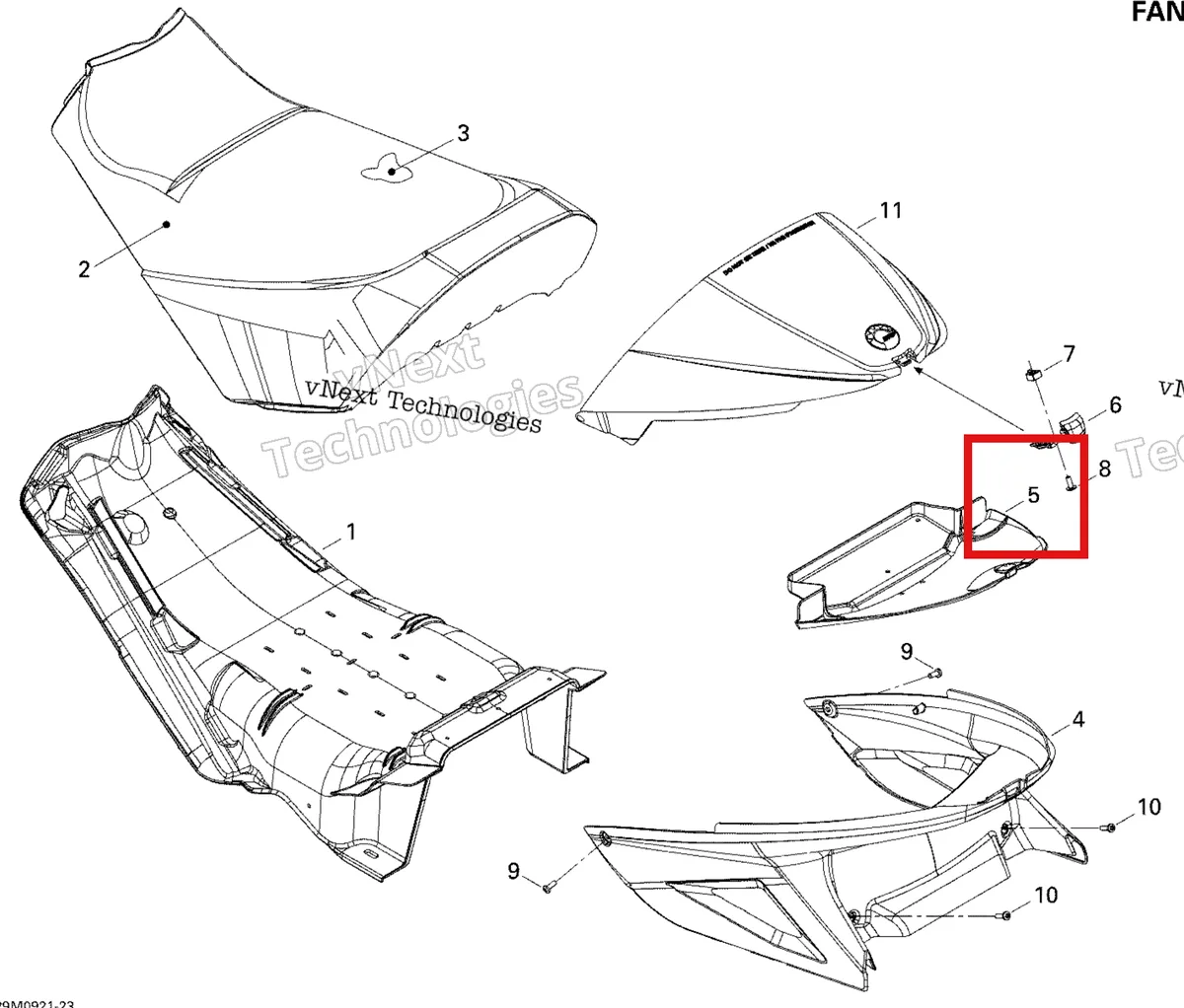 Деталь 510004600 на схеме узла 2009 Ski-Doo GSX Fan Seat