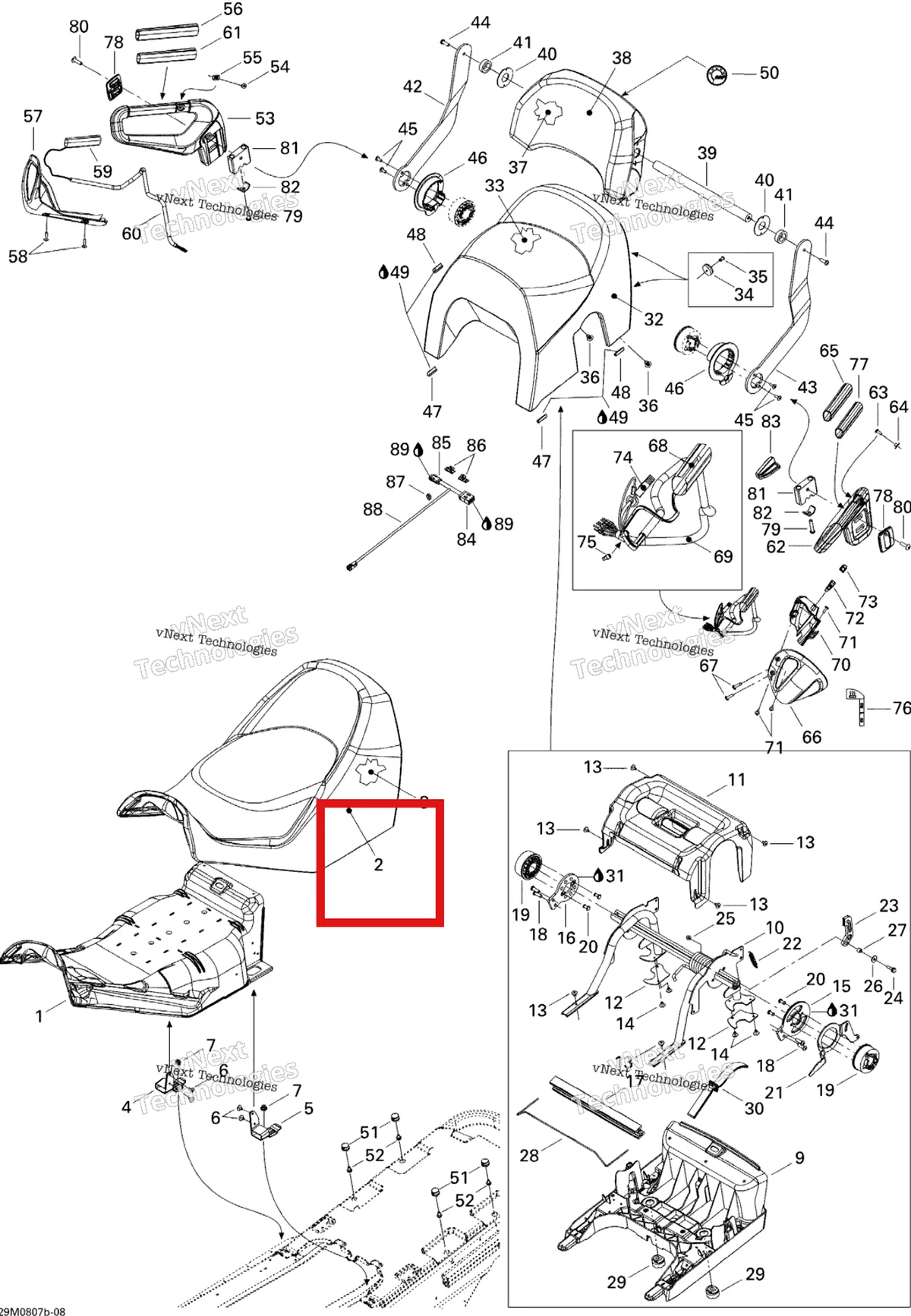 Деталь 510004637 на схеме узла 2008 Ski-Doo GTX SPORT 600 HO SDI Seat Sport