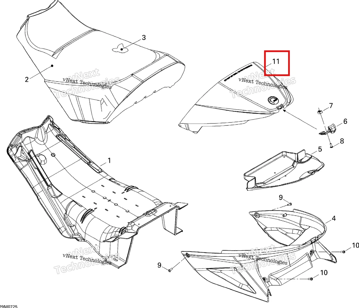 Деталь 510004648 на схеме узла 2007 Ski-Doo GSX Sport 500 SS Seat Sport