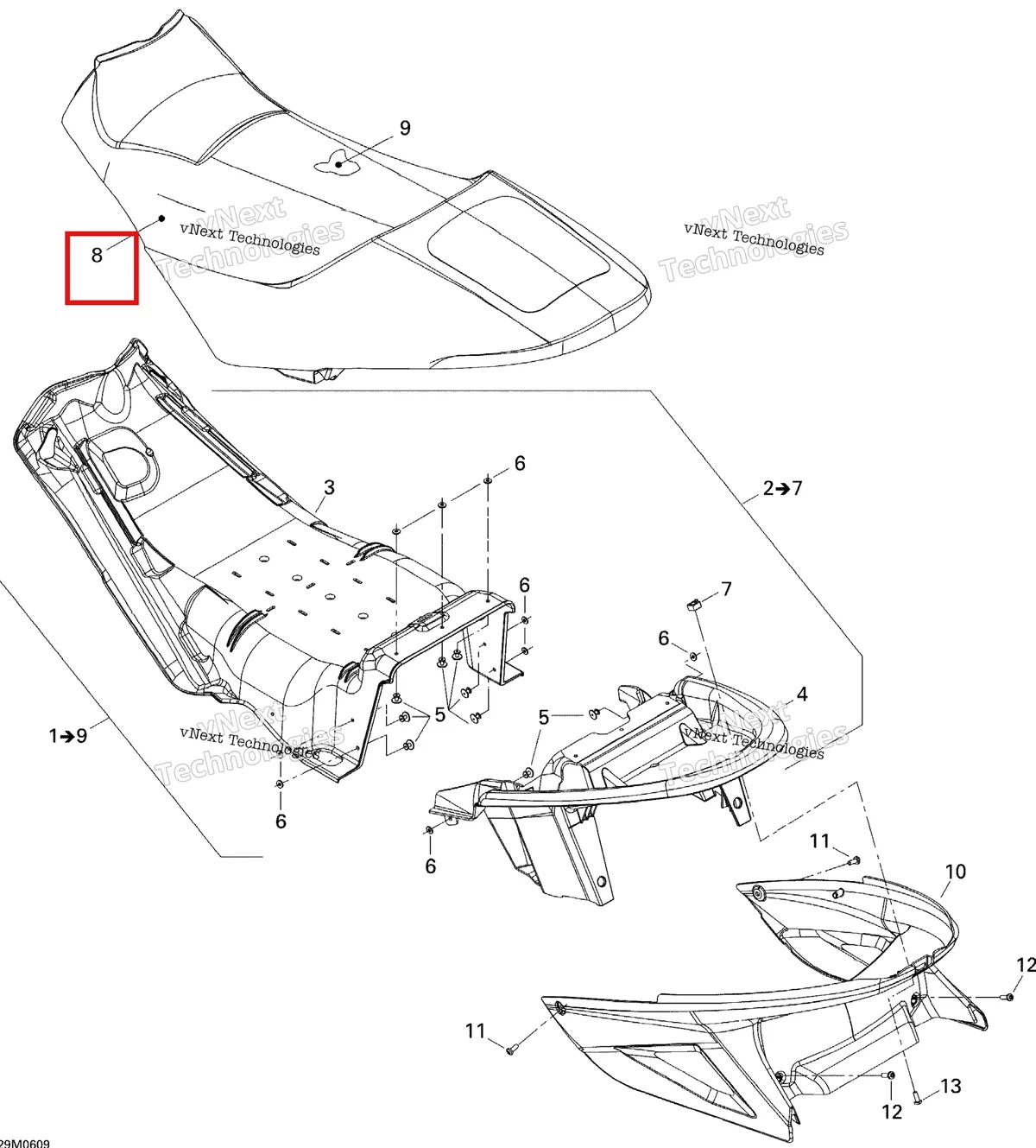 Деталь 510004652 на схеме узла 2006 Ski-Doo MX Z 1000 SDI Renegade X Seat