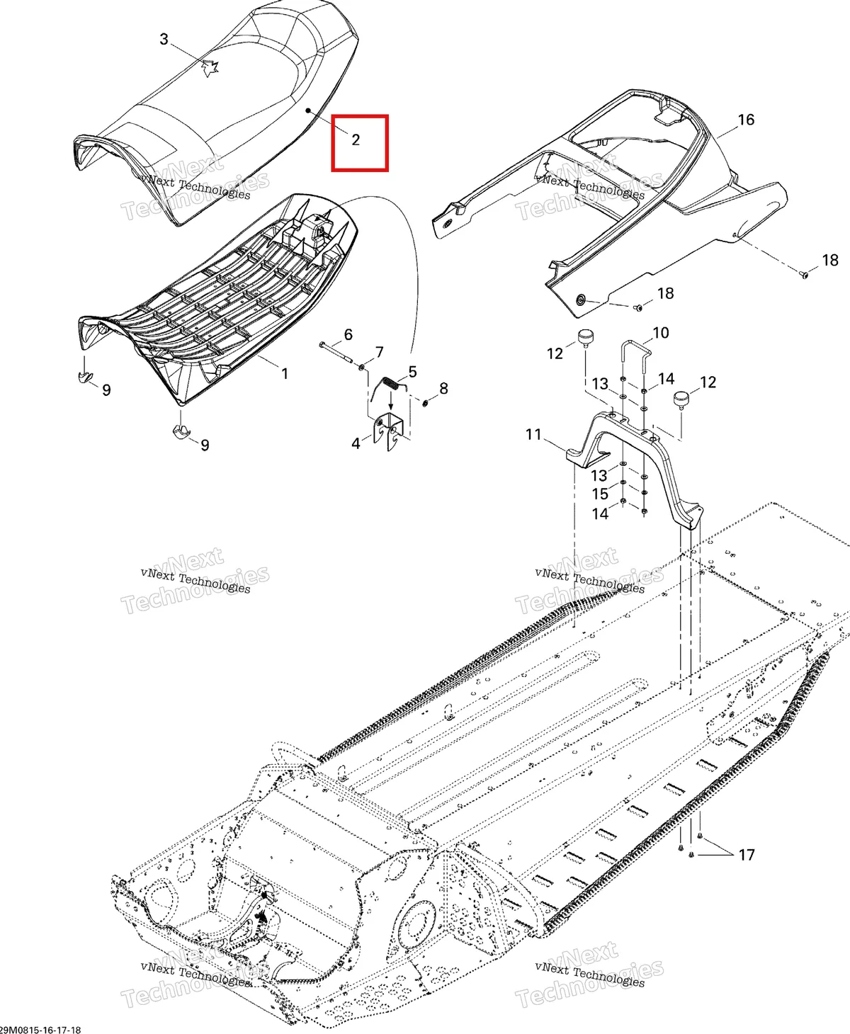 Деталь 510004666 на схеме узла 2008 Ski-Doo Freestyle PARK 550F Seat