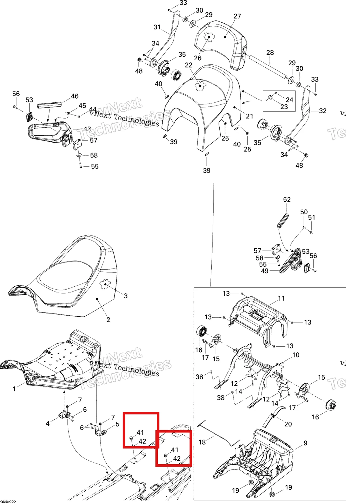 Деталь 510004676 на схеме узла 2009 Ski-Doo GTX Fan Seat
