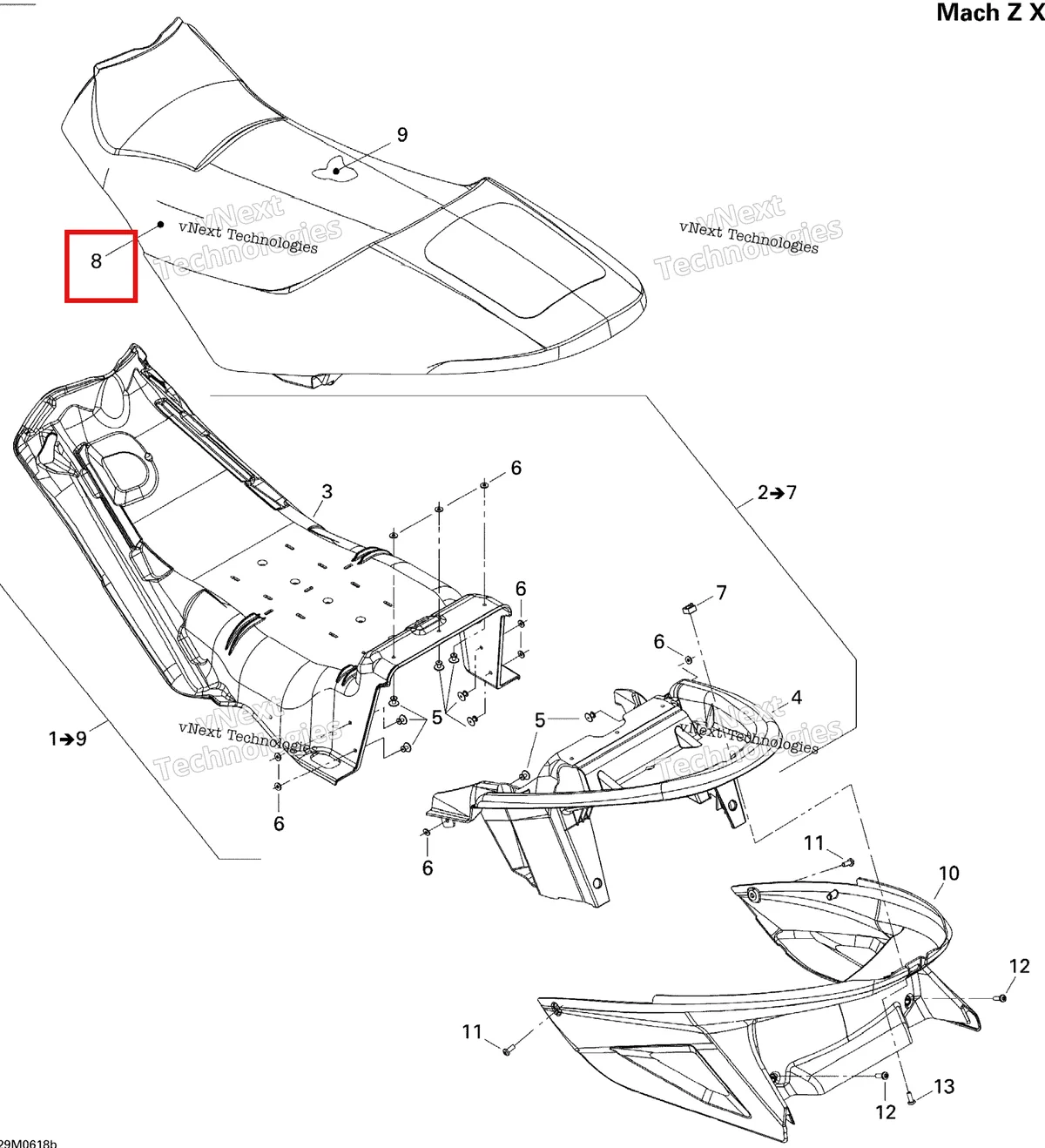 Деталь 510004682 на схеме узла 2006 Ski-Doo Mach Z 1000 SDI Adrenaline & X Seat X