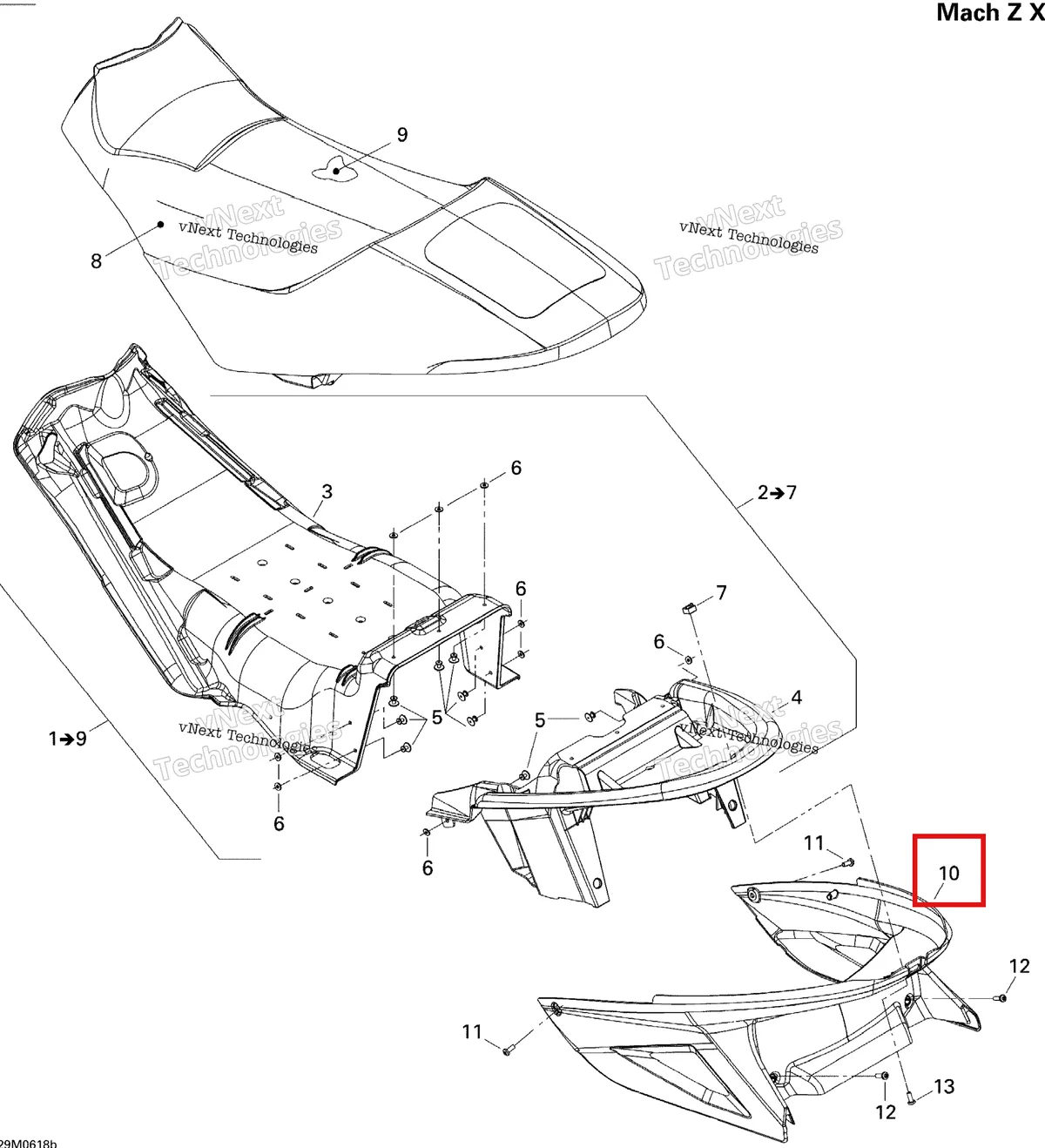 Деталь 510004683 на схеме узла 2006 Ski-Doo Mach Z 1000 SDI Adrenaline & X Seat X
