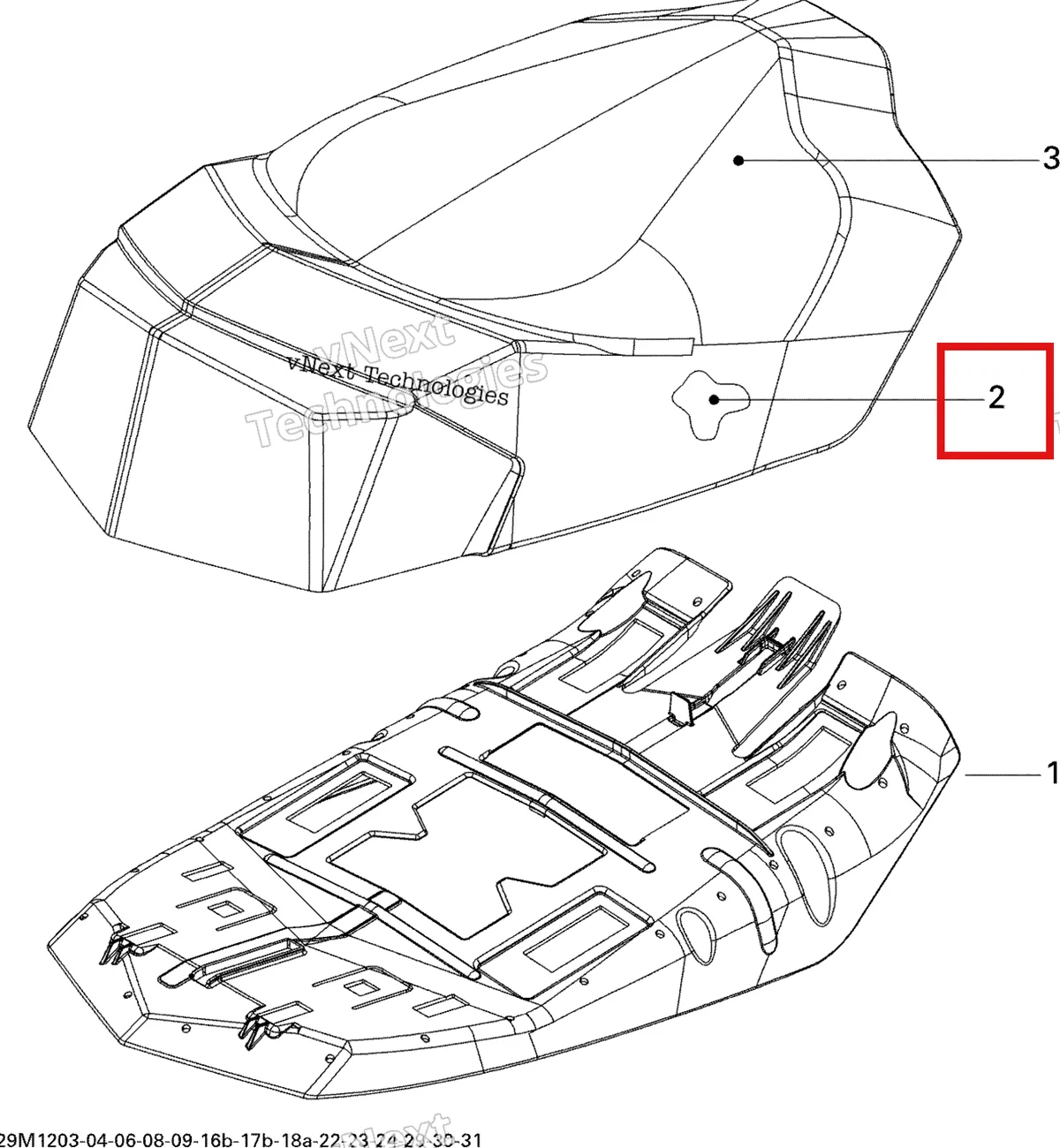 Деталь 510004696 на схеме узла 2012 Ski-Doo GSX LE & SE 1200 XR Seat Le