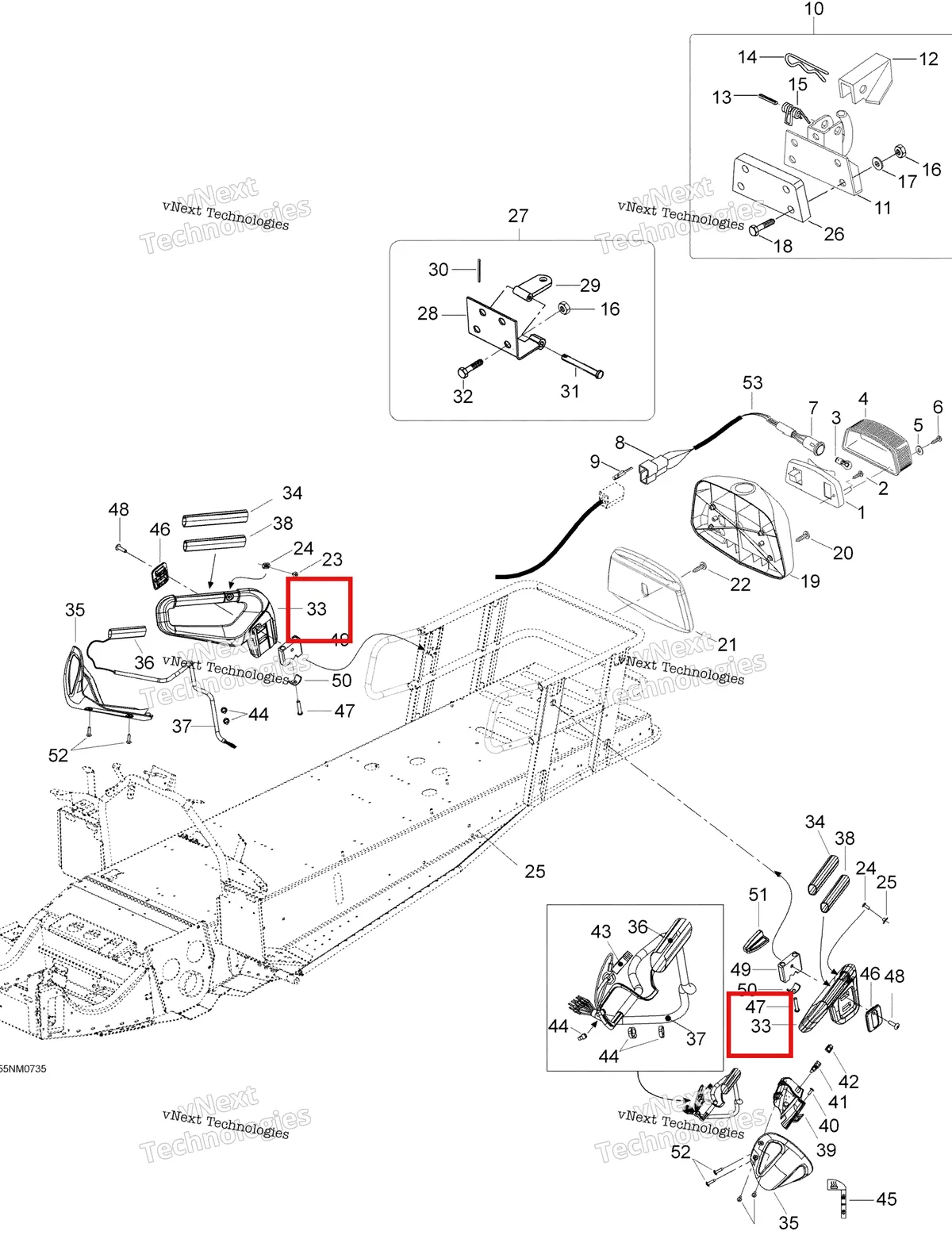 Деталь 510004711 (Деталь Lh Handle) на схеме узла 2007 Ski-Doo Expedition TUV V800 Luggage Rack