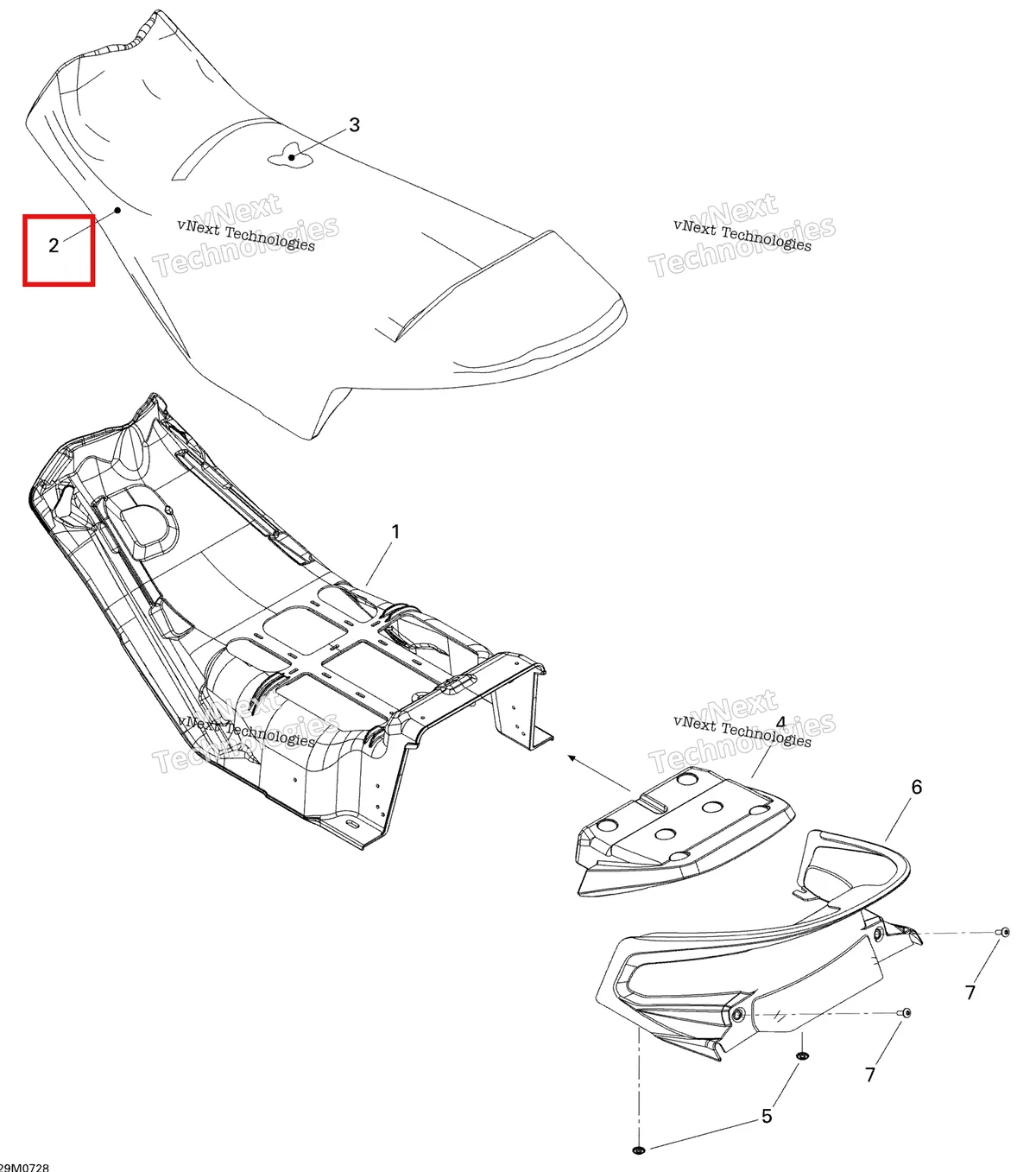 Деталь 510004734 на схеме узла 2007 Ski-Doo Summit X Seat