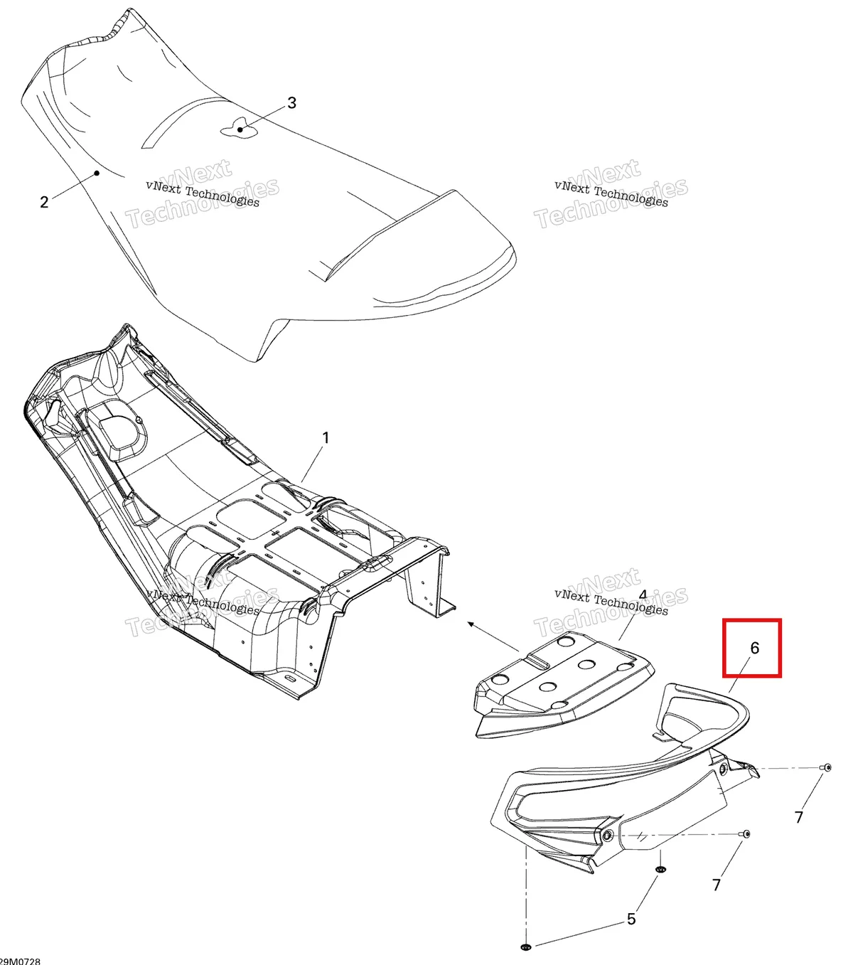 Деталь 510004738 на схеме узла 2007 Ski-Doo Summit X Seat