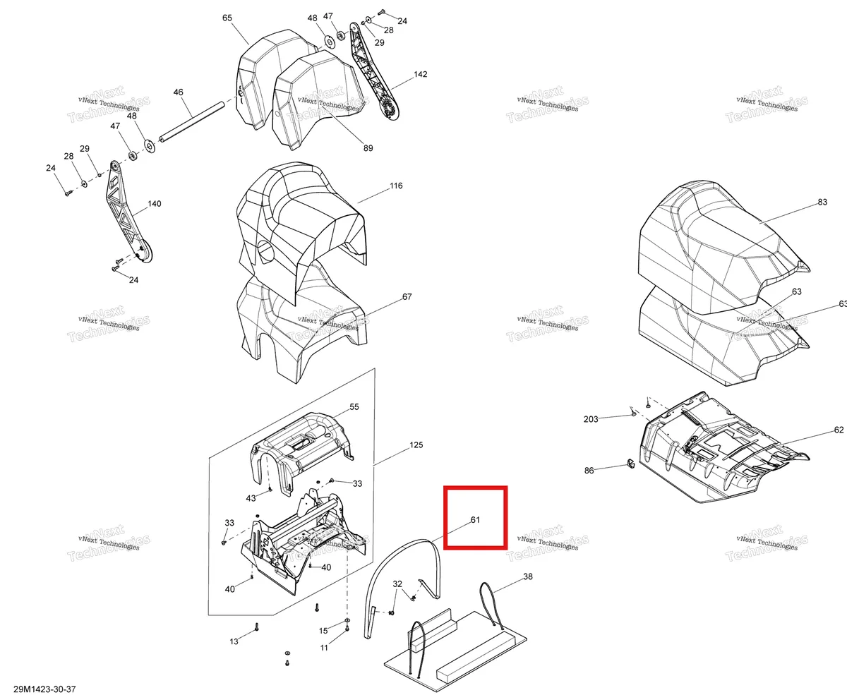 Деталь 510004768 (Ремень) на схеме узла 2014 Ski-Doo EXPEDITION SPORT 550F XP Seat