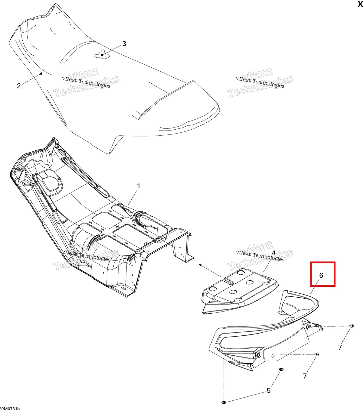 Деталь 510004826 на схеме узла 2007 Ski-Doo MX Z 1000 SDI Renegade RT Seat X