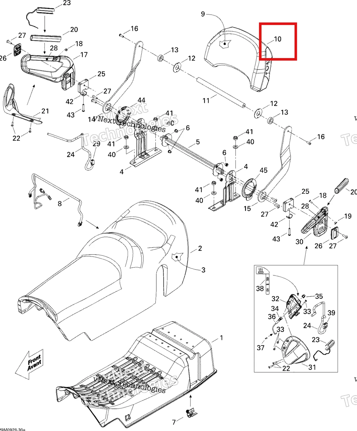 Деталь 510004858 (Деталь Backress Cover) на схеме узла 2009 Ski-Doo Legend Touring Seat
