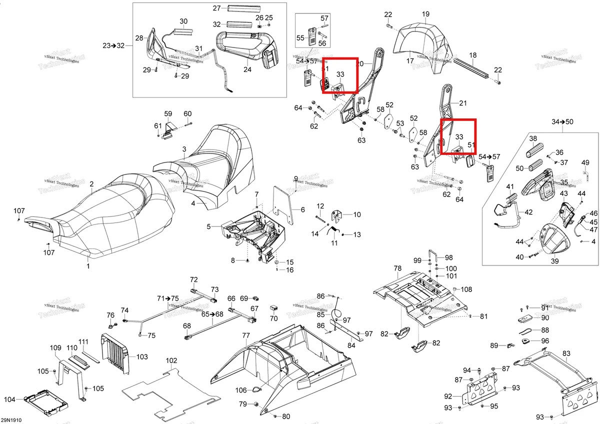 Деталь 510004939 (Адаптер) на схеме узла 2019 Ski-Doo EXPEDITION LE-SE 600HO E-TEC Seat - 600Ho E-Tec